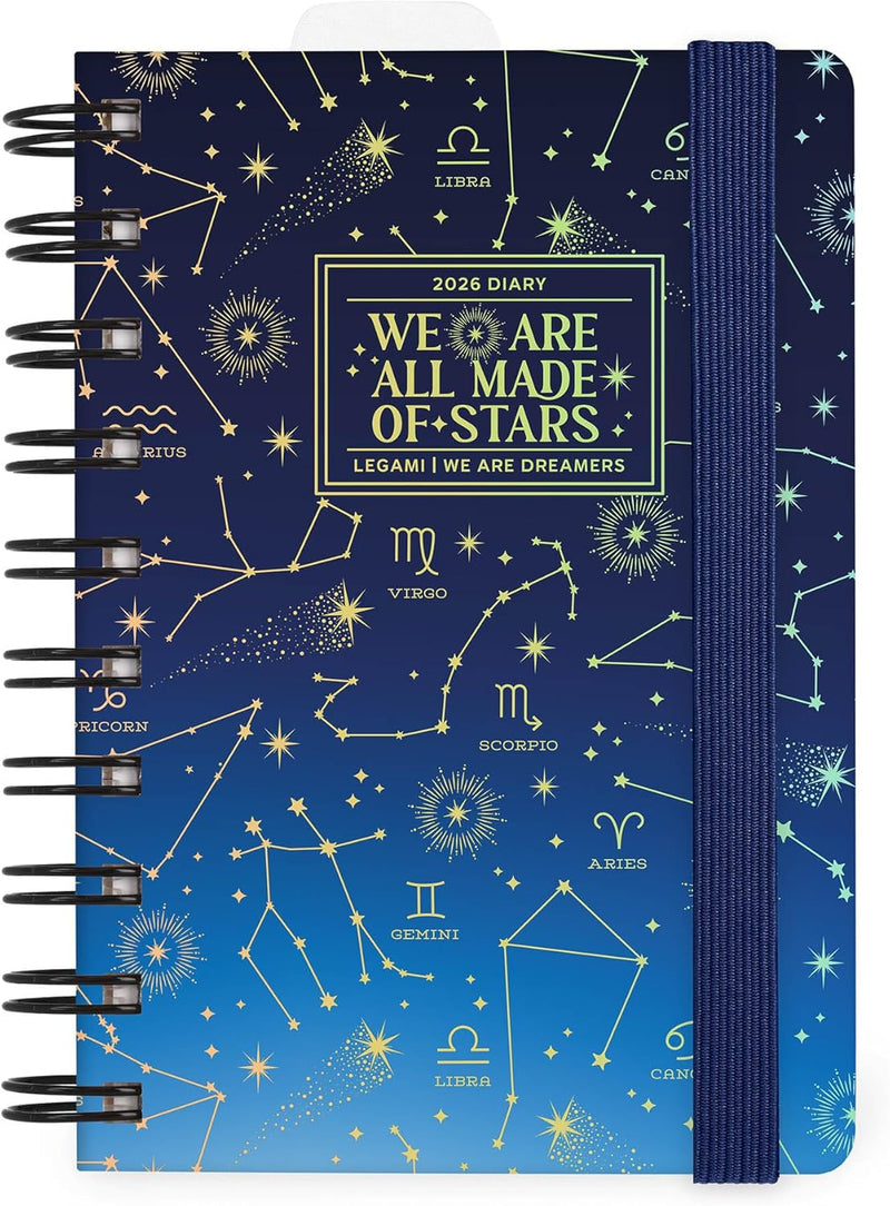 Agenda 12 Mesi Legami Giornaliera Small Spiralata 2026 Stars con Chiusura ad Elastico