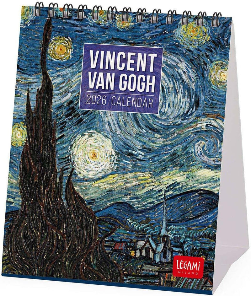 Calendario da Tavolo 12 Mesi Legami con Planner Annuale 2026 Vincent Van Gogh 12 x 14,5 cm