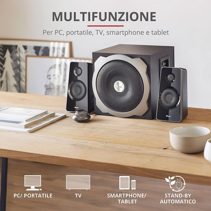 Set Altoparlanti Trust Tytan 2.1 con Subwoofer