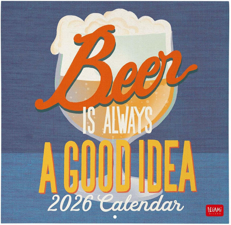 Calendario da Parete 12 Mesi Legami con Planner Annuale 2026 Beer 30 x 29 cm