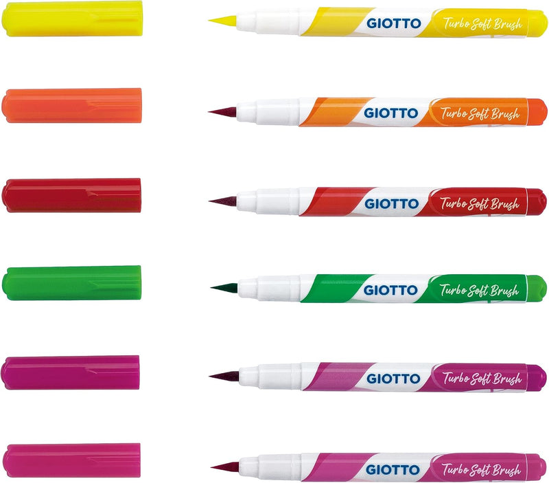 Pennarelli Giotto Turbo Soft Brush Fluo Colours - 6 pezzi