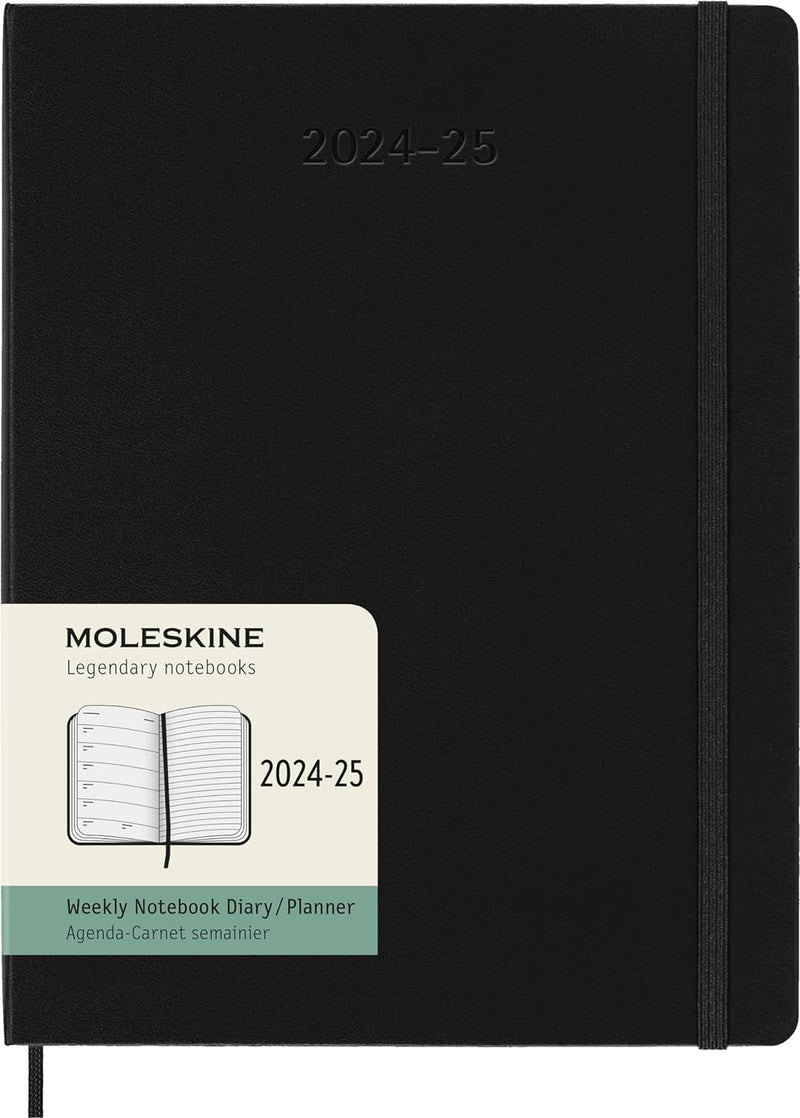 Agenda 18 Mesi Settimanale XL con Copertina Rigida Nero Moleskine 2025