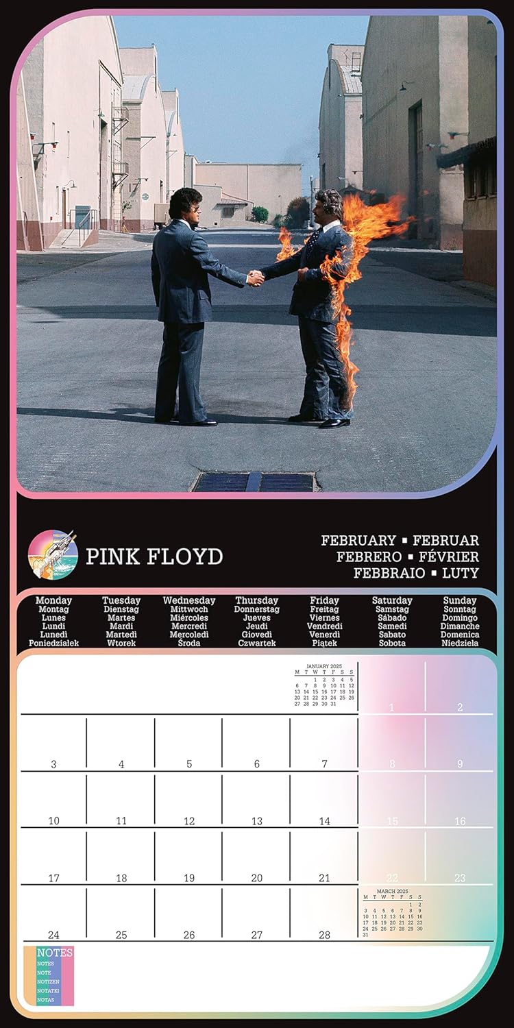 Calendario 2025 Pink Floyd 30 x 30 cm