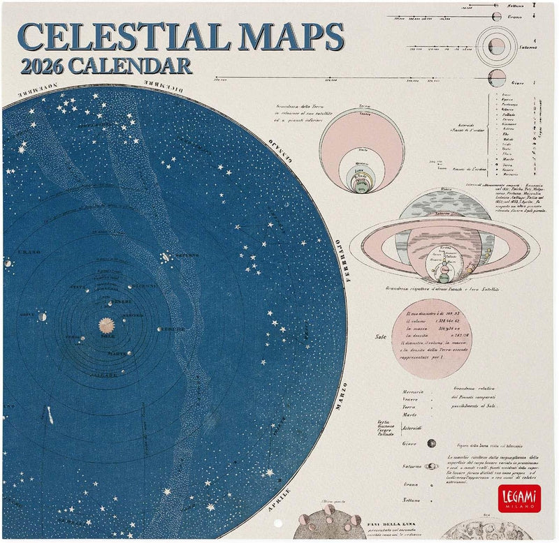 Calendario da Parete 12 Mesi Legami con Planner Annuale 2026 Celestial Maps 30 x 29 cm