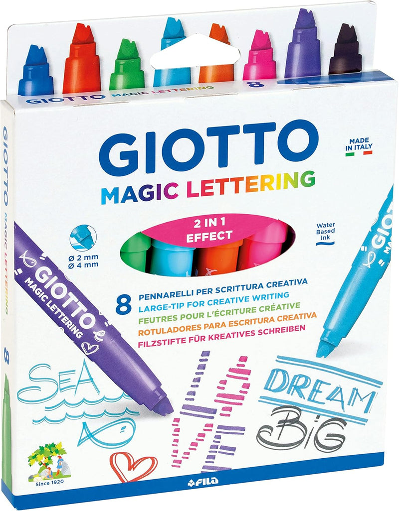 Pennarelli Giotto Magic Lettering con Tratto Doppio - 8 pezzi