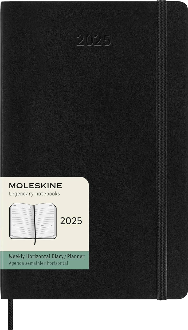 Agenda 12 Mesi Settimanale Orizzontale Large con Copertina Morbida Nero Moleskine 2025