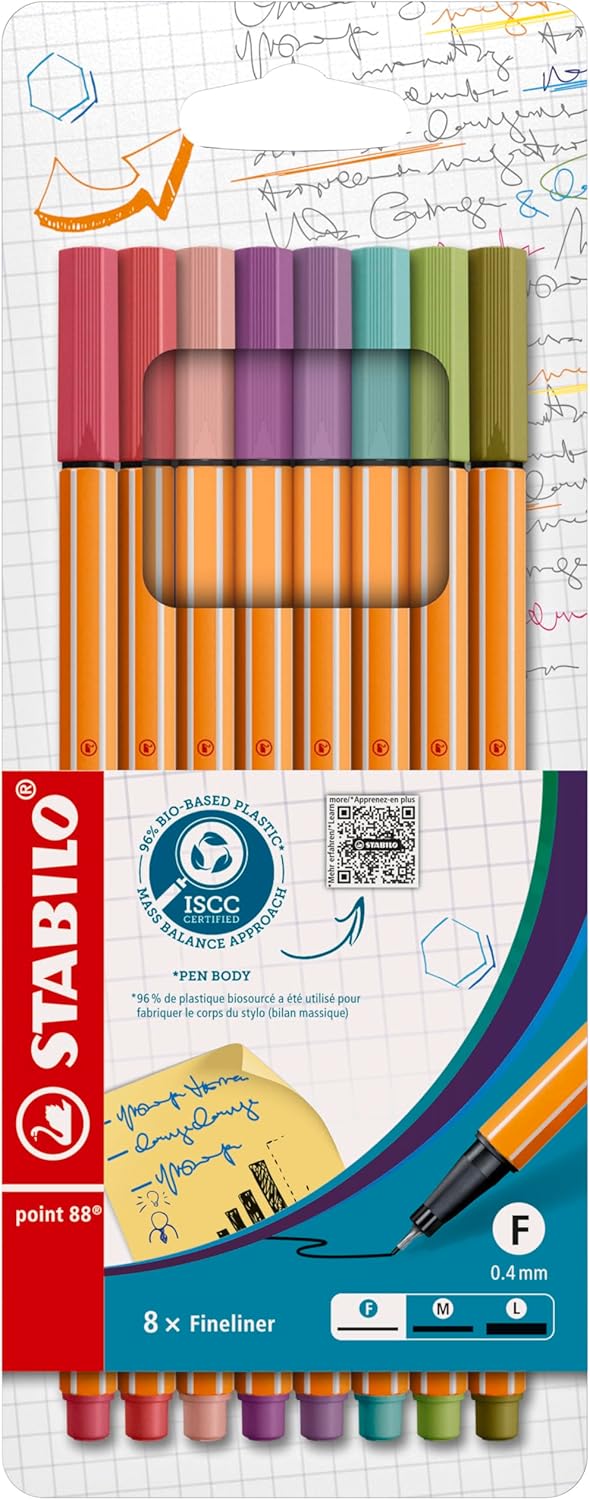 Pennarelli Stabilo Fineliner Point 88 New Pastel Colors - 8 pezzi
