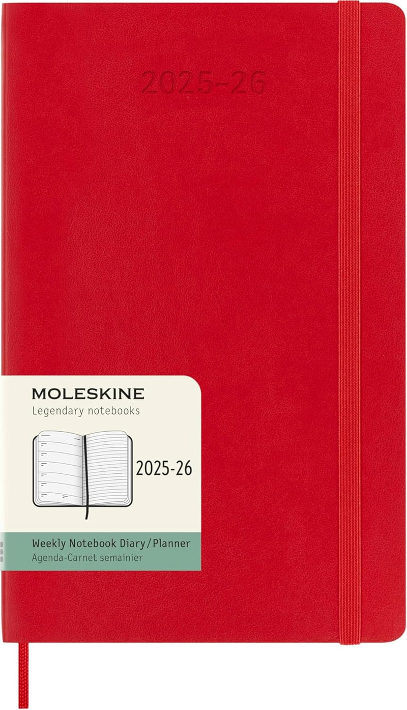 Agenda 18 Mesi Settimanale Moleskine Large con Copertina Morbida Rosso 2026