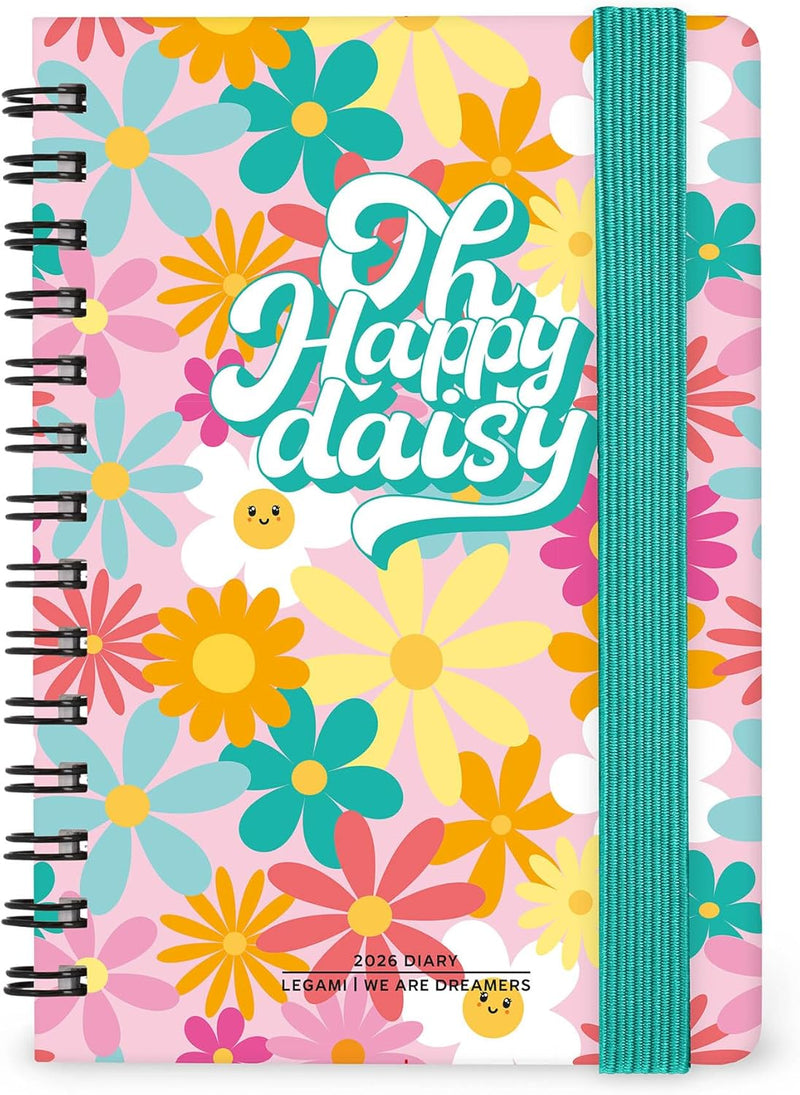 Agenda 12 Mesi Legami Settimanale Small Spiralata 2026 Daisy con Chiusura ad Elastico