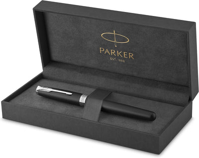 Penna Roller Parker Sonnet Matt Black CT con Punta Fine e Inchiostro Blu