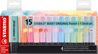 Evidenziatori Stabilo Boss Original Pastel Deskset - 15 pezzi
