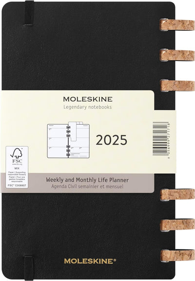 Agenda 12 Mesi Life Planner Large Mensile e Settimanale Nero Moleskine 2025