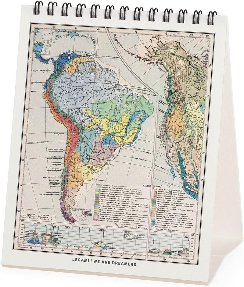 Calendario da Tavolo 12 Mesi Legami con Planner Annuale 2026 Vintage Maps 12 x 14,5 cm