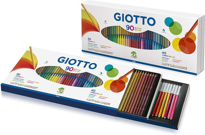 Confezione di 50 Pastelli Giotto Stilnovo + 40 Pennarelli Giotto Turbo Color - 90 pezzi