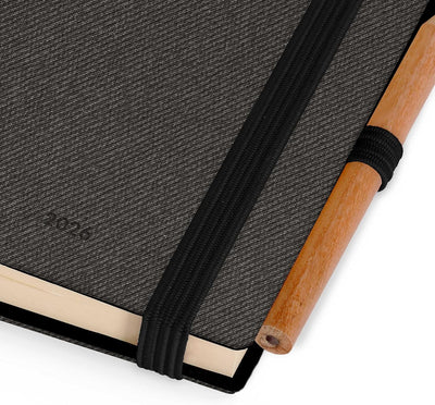 Agenda 12 Mesi Legami Bi-Giornaliera Mini con Rubrica e Matita 2026 Deep Graphite con Chiusura ad Elastico