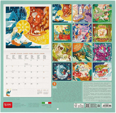 Calendario da Parete 12 Mesi Legami con Planner Annuale 2026 Once Upon a Time 30 x 29 cm