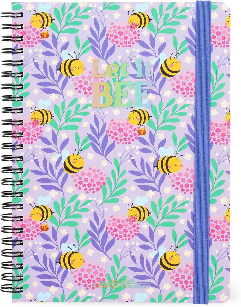 Agenda 12 Mesi Legami Settimanale Spiralata Large 2026 Bee con Chiusura ad Elastico