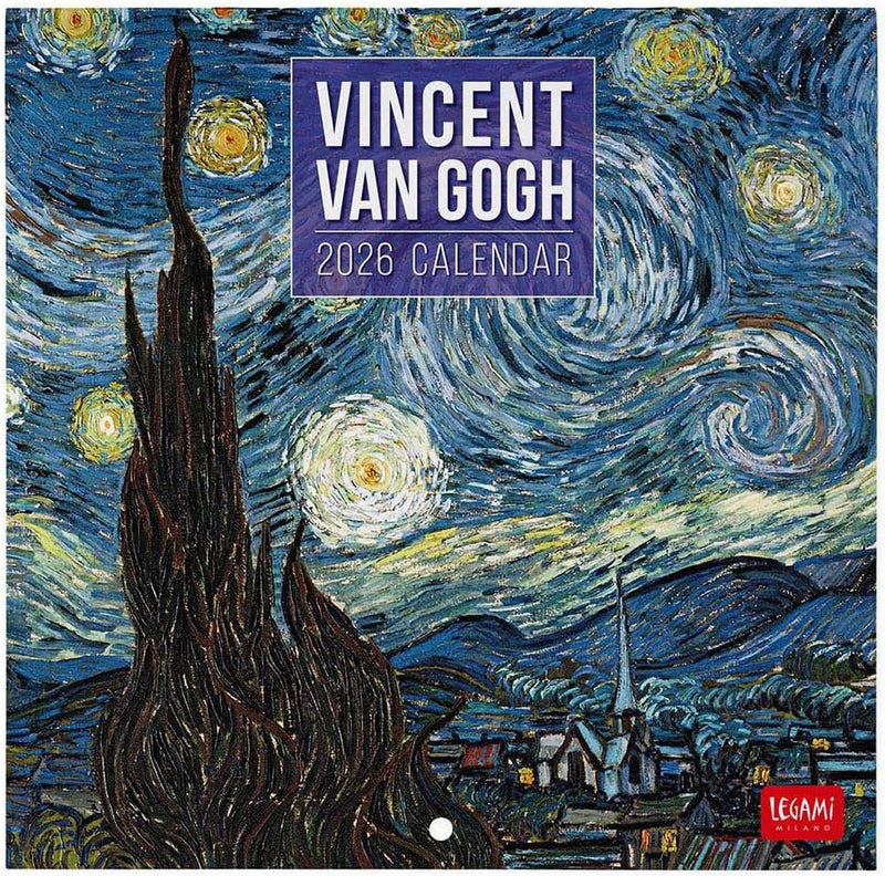 Calendario da Parete 12 Mesi Legami con Planner Annuale 2026 Vincent Van Gogh 18 x 18 cm