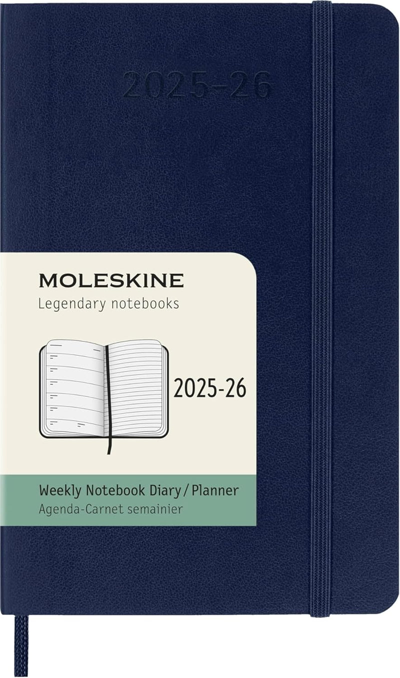 Agenda 18 Mesi Settimanale Moleskine Pocket con Copertina Morbida Blu Zaffiro 2026