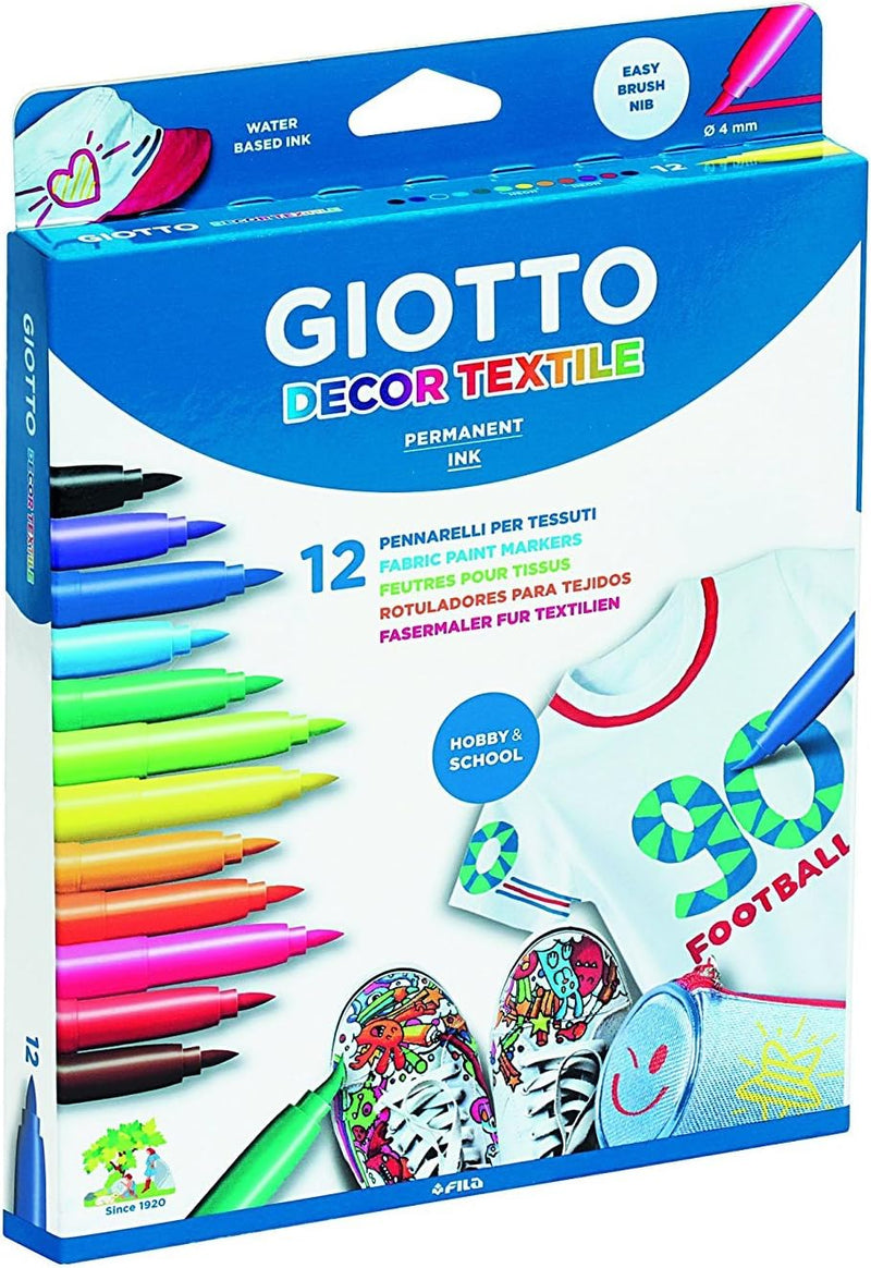 Pennarelli per Tessuto Giotto Decor Textile a Punta Fine 1-3 mm - 12 colori
