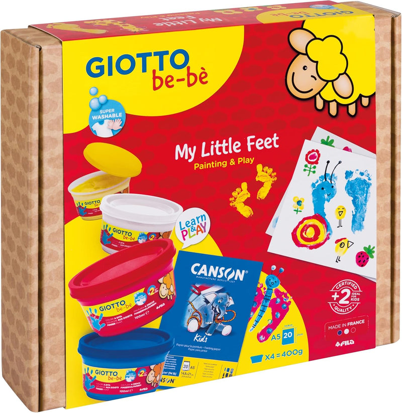 Set Gioco Creativo Giotto Be-Bè My Little Feet con Tempere a Dita e Album Disegno - 5 pezzi