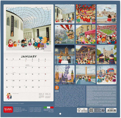 Calendario da Parete 12 Mesi Legami con Planner Annuale 2026 London 30 x 29 cm