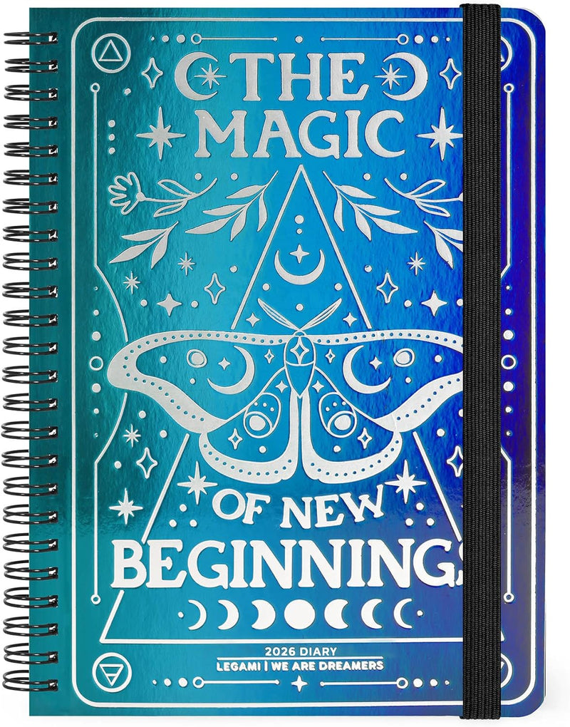 Agenda 12 Mesi Legami Settimanale Spiralata Large 2026 Moth con Chiusura ad Elastico