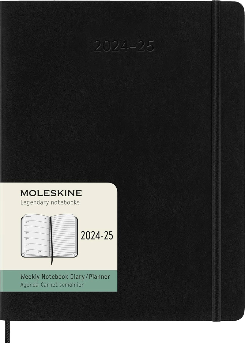 Agenda 18 Mesi Settimanale XL con Copertina Morbida Nero Moleskine 2025