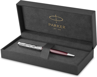 Penna a Sfera Parker Sonnet Metal Red CT con Punta Media e Inchiostro Nero