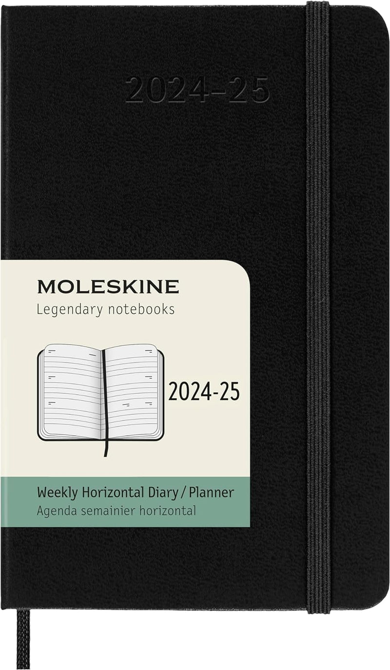 Agenda 18 Mesi Settimanale Orizzontale Pocket con Copertina Rigida Nero Moleskine 2025