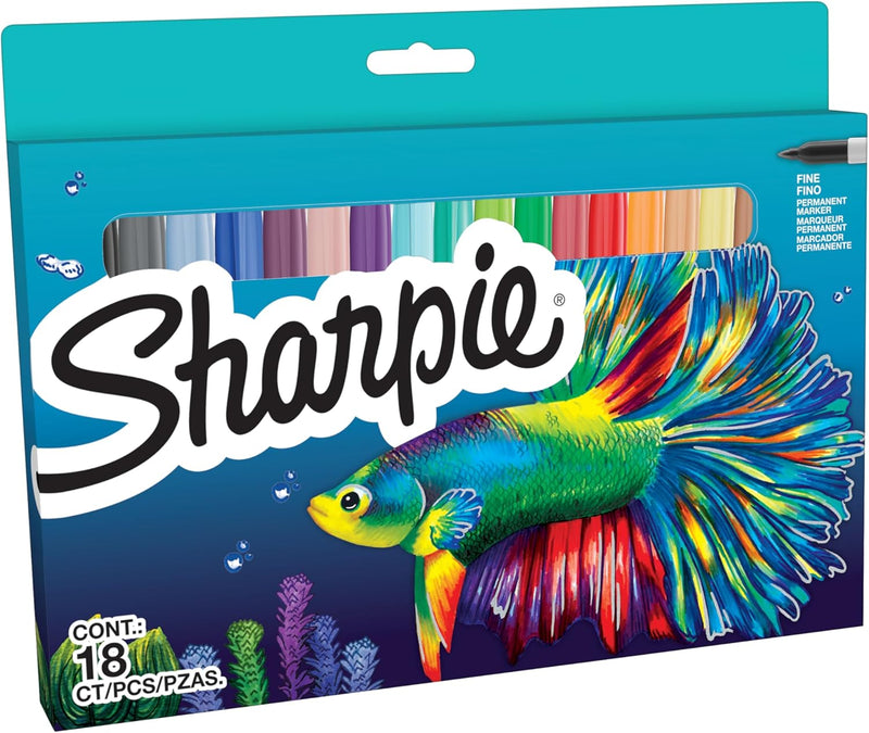 Pennarelli Sharpie Permanent Marker a Punta Fine - 18 pezzi