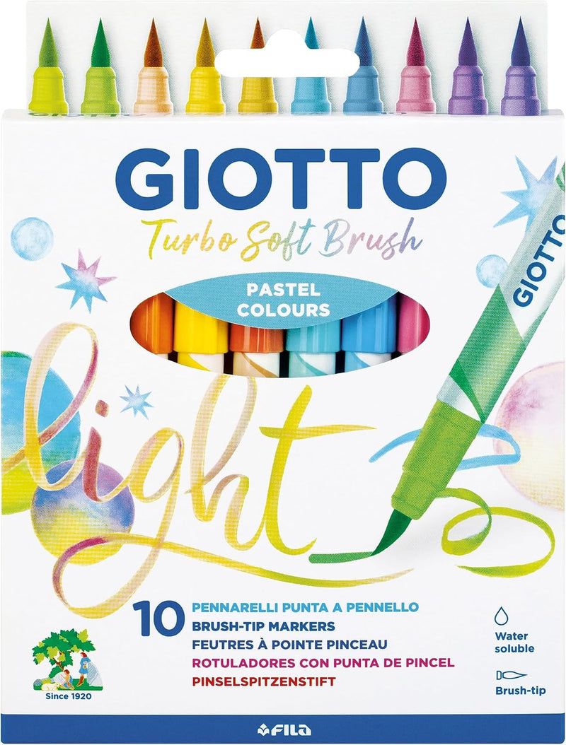 Pennarelli Giotto Turbo Soft Brush Pastel Colours - 10 pezzi