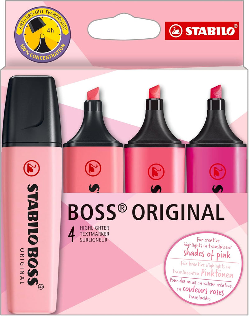 Evidenziatori Stabilo Boss Shades of Pink - 4 pezzi