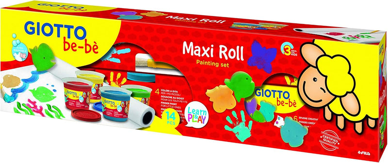 Set Pittura Giotto Be-Bè Maxi Roll con Colori a Dita - 14 pezzi