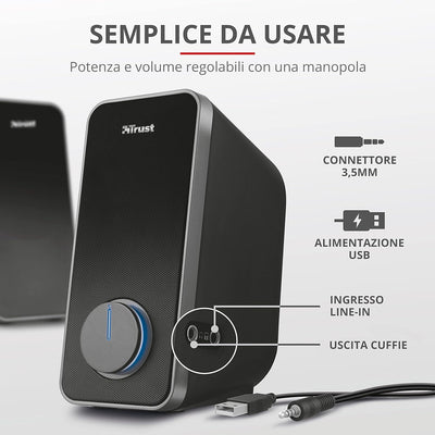 Set Altoparlanti Stereo Trust Arys 2.0 per PC