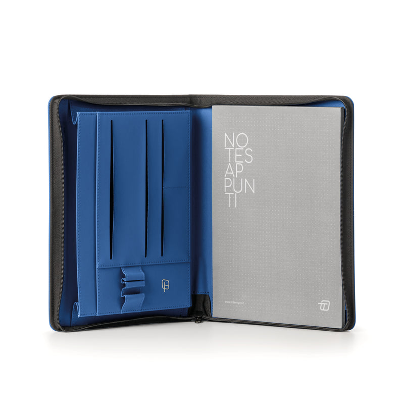 Portablocco Intempo New Classic in Ecopelle Blu con Zip