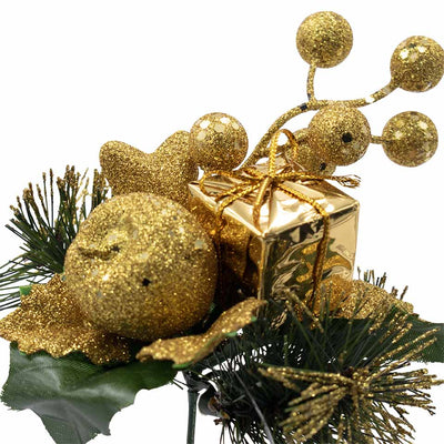 Pick Mela e Bacche Oro Glitter 18 cm