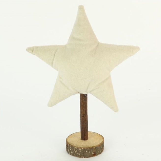 Stella in Velluto Imbottito con Base in Legno 20 x 7 x 27 cm