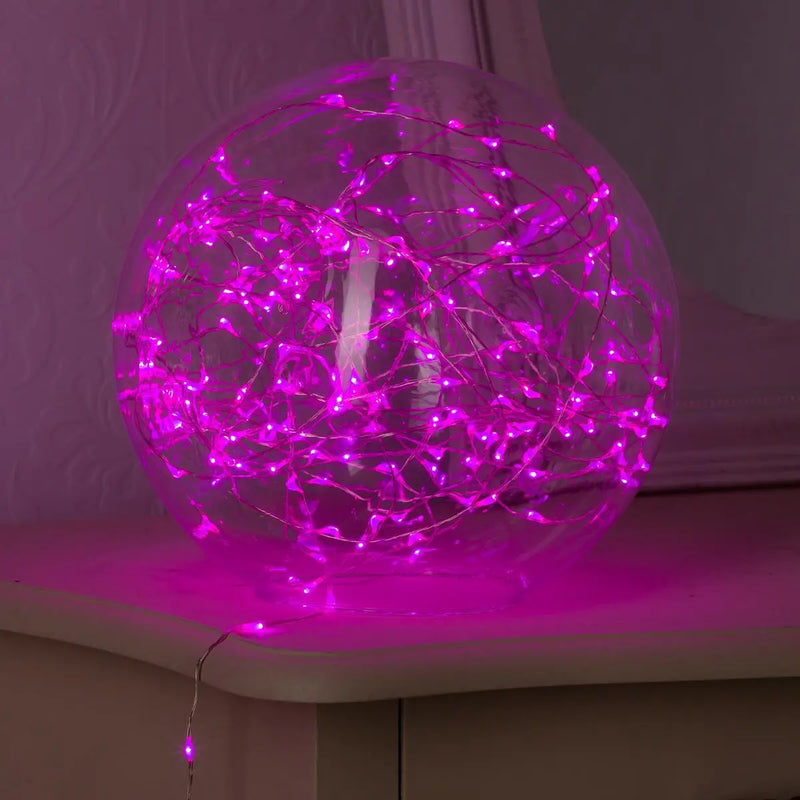 Filo Luci Silver 40 LED Fucsia