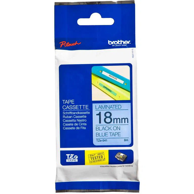 Cassetta Nastro Laminato Brother Nero su Blu 18 mm