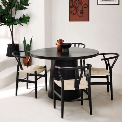 Tavolo in Legno di Mango Tondo Nero 120 x 76 cm
