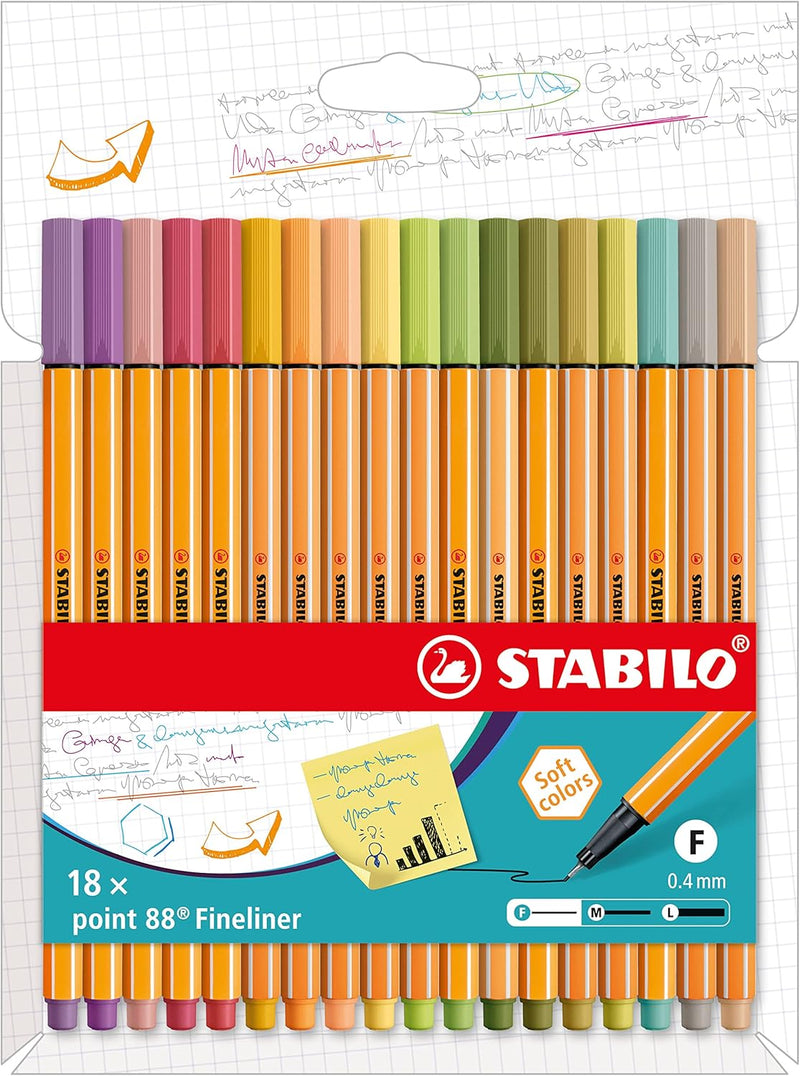 Pennarelli Stabilo Fineliner Point 88 Cardboard Wallet - 18 pezzi