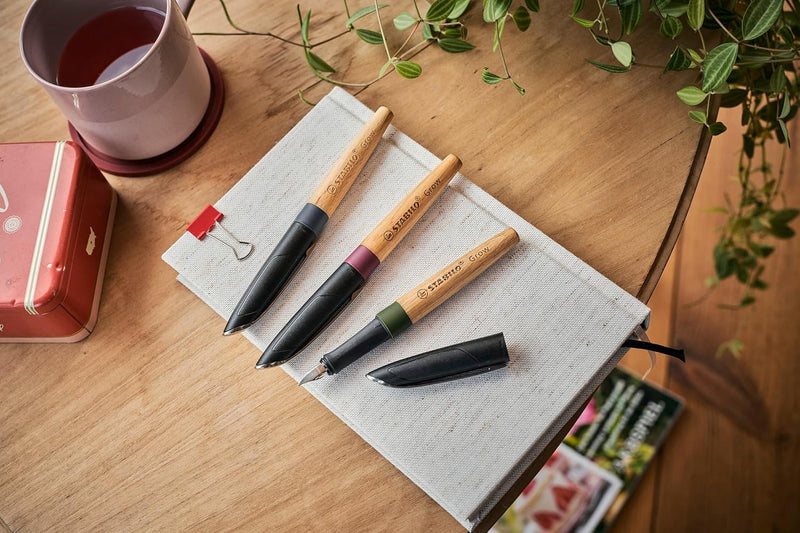 Penna Stilografica Ecosostenibile Stabilo Grow Blu e Faggio