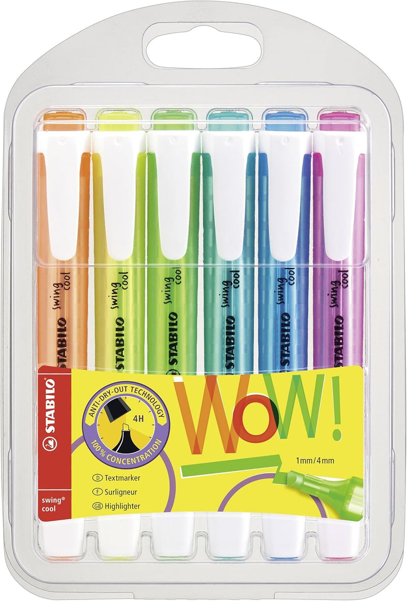 Evidenziatori Stabilo Swing Cool a Tratto 1-4 mm - 6 pezzi