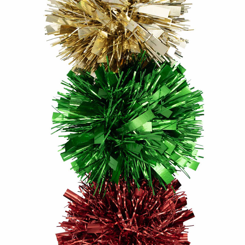 Chiudipacco Stella Pom Pon Rosso, Verde e Oro 12,5 x 7 cm