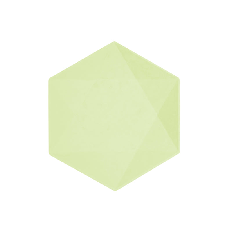Piatto Dolce Biocompostabile Esagonale Verde Chiaro 16 x 13,5 - 6 pezzi