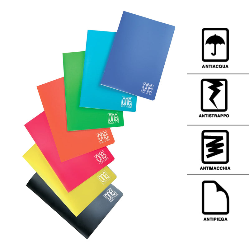 Quaderno Maxi One Color A4 in PPL / 80 gr / a Quadretti da 4 mm / 20 Fogli