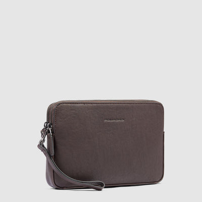 Pochette da Polso da Uomo Piquadro Black Square con Porta Carte di Credito Testa di Moro