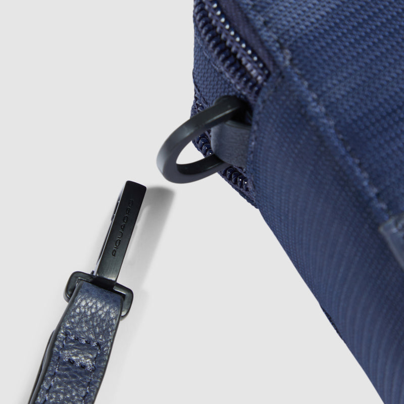 Pochette da Uomo Piquadro Marcel in Pelle e Tessuto con Doppio Scomparto Blu