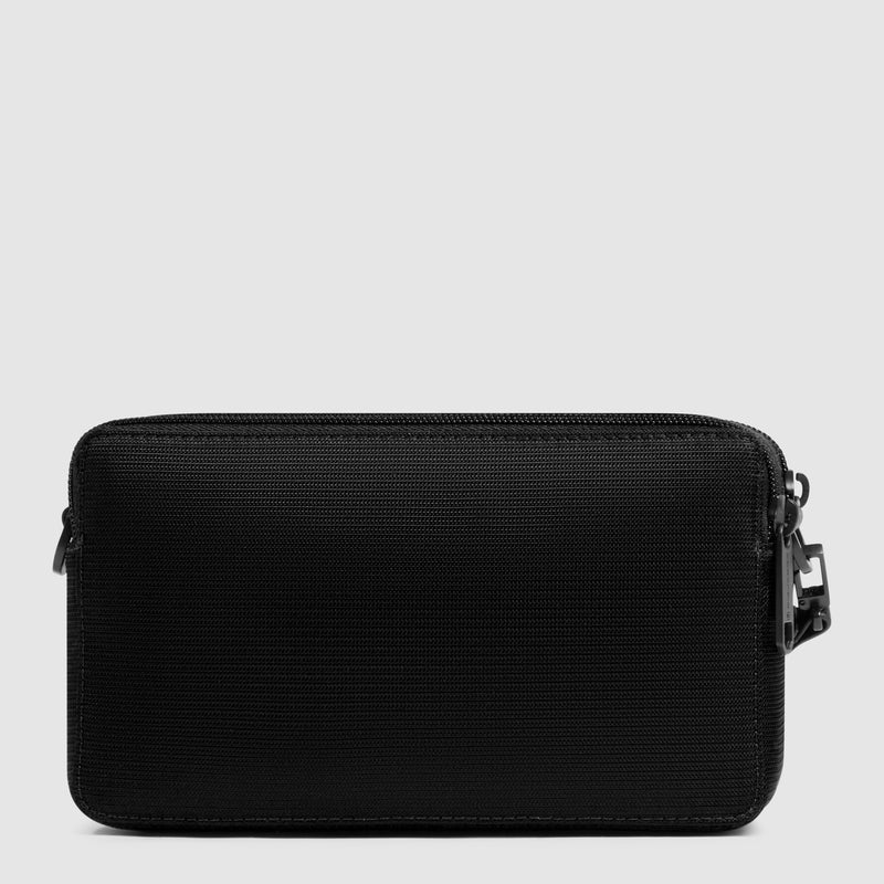 Pochette da Uomo Piquadro Marcel in Pelle e Tessuto con Doppio Scomparto Nero